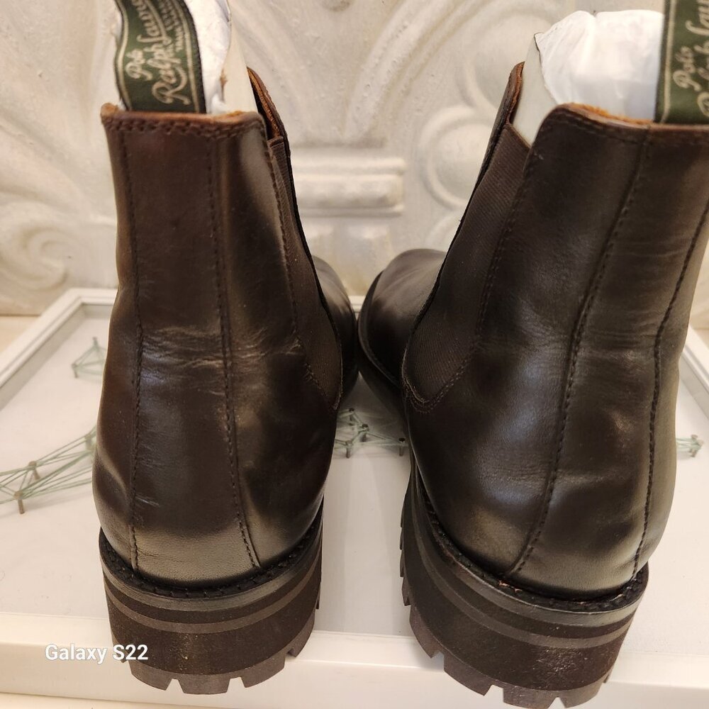 New In Box Polo Ralph Lauren Bryson Brown Leather Chelsea Boot Shoes Size 10.5 - Picture 7 of 13